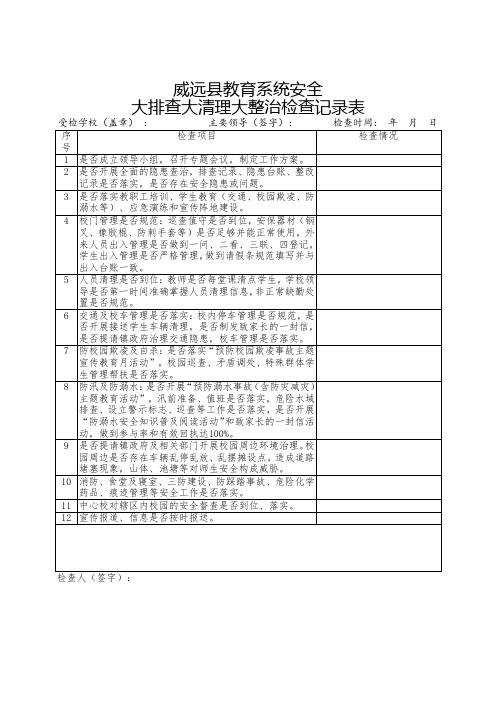 学校大排查大清理大整治检查记录表