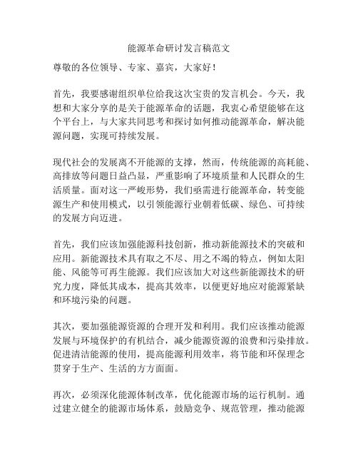 能源革命研讨发言稿范文