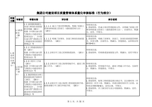 集团公司建设项目质量管理体系量化审核标准(行为部分)