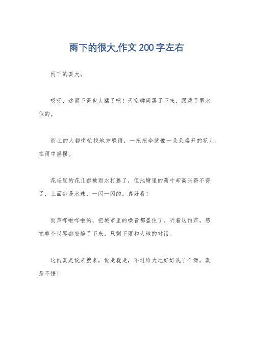 雨下的很大,作文200字左右