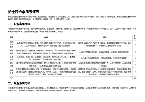 护士综合素质考核表