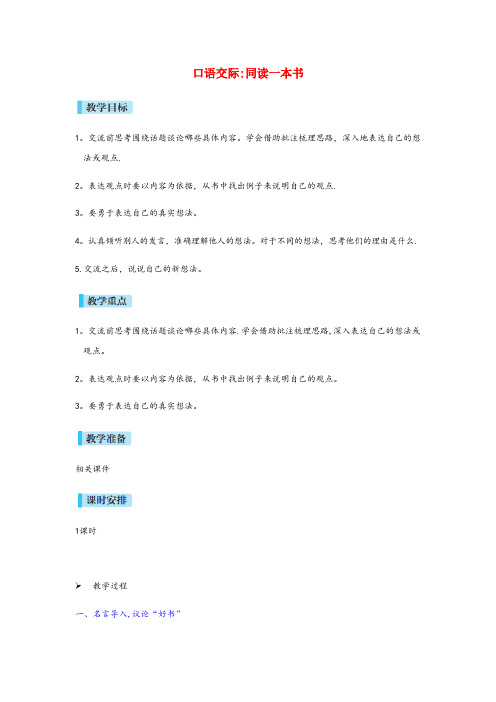 阳曲县XX小学六年级语文下册 第二单元 口语交际教案 新人教版六年级语文下册第二单元口语交际教案新人