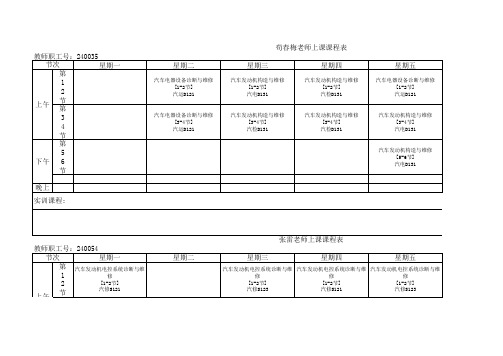 2013-2014第二学期教师课程安排