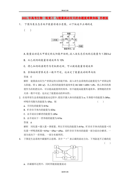 2021年高考生物一轮复习 与能量流动有关的命题重难聚焦练 苏教版