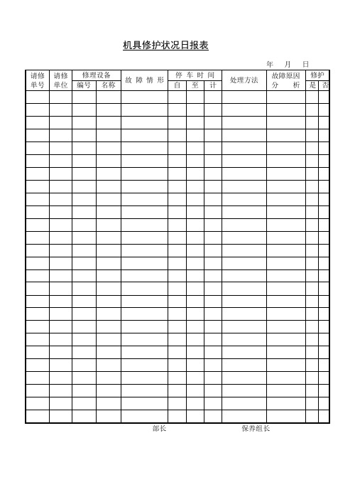 机具修护状况日报表