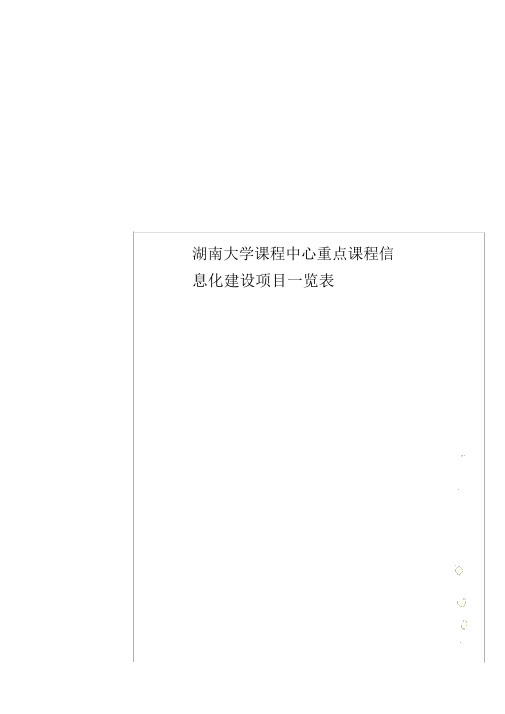 湖南大学课程中心重点课程信息化建设项目一览表