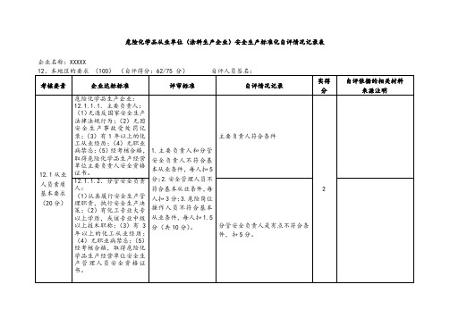 安全生产标准化本地区的要求—危险化学品从业单位安全生产标准化自评情况记录表涂料生产企业.doc