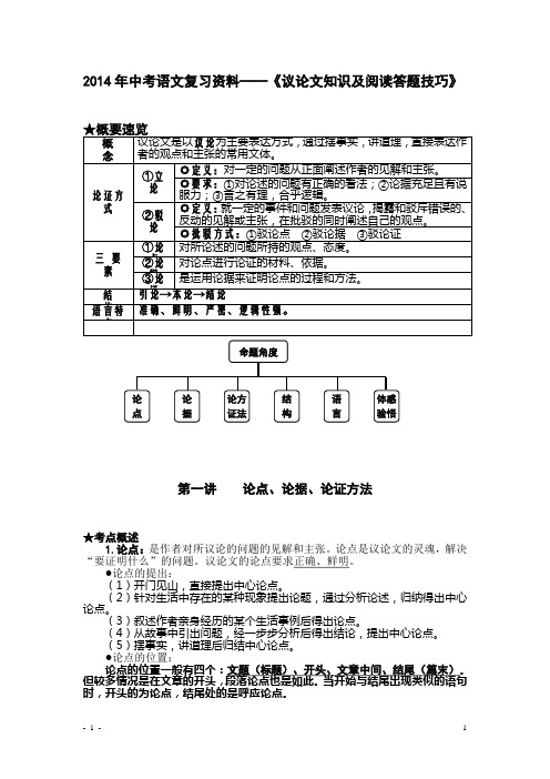 议论文知识及答题技巧