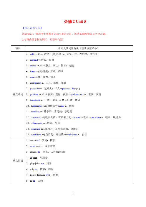 Unit 5 Music讲义【新教材】2020-2021学年人教版(2019)高中英语必修第二册