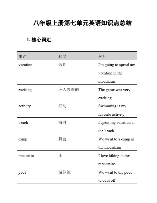 八年级上册第七单元英语知识点总结