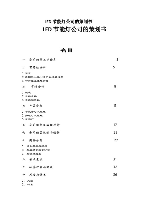 LED节能灯公司的策划书