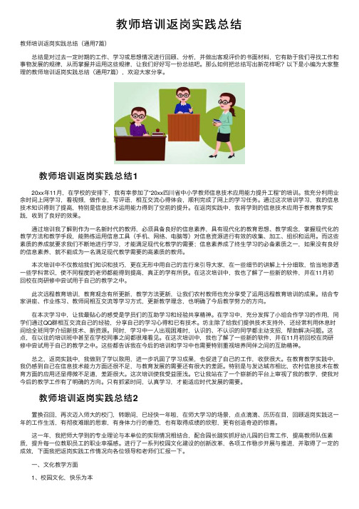 教师培训返岗实践总结