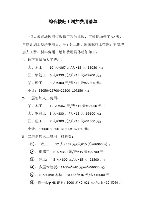 综合楼赶工费用