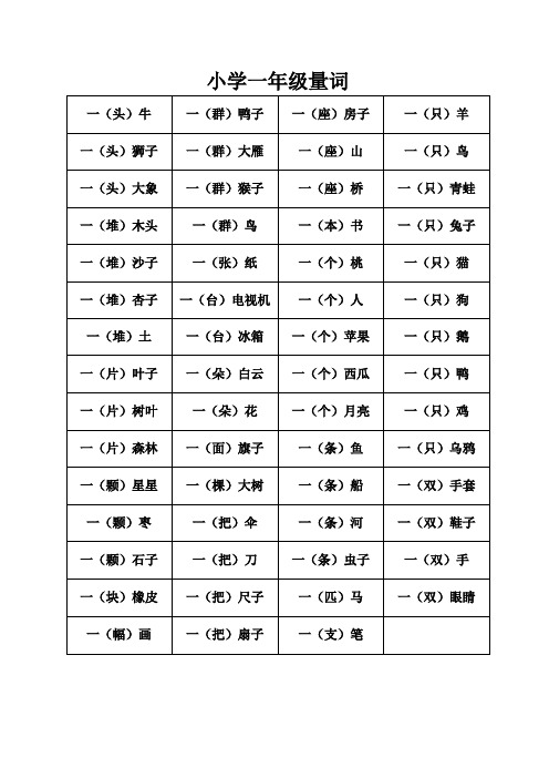 一年级量词