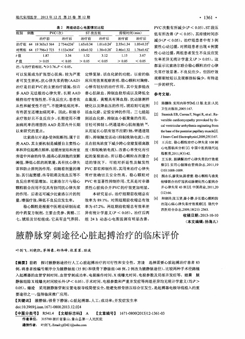 腋静脉穿刺途径心脏起搏治疗的临床评价