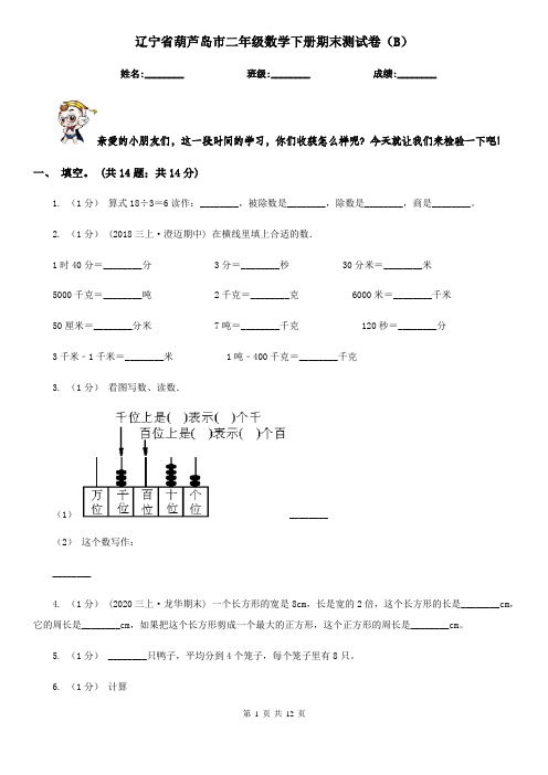 辽宁省葫芦岛市二年级数学下册期末测试卷(B)