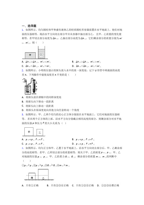 中考物理一轮复习第九章 压强知识点及练习题含答案