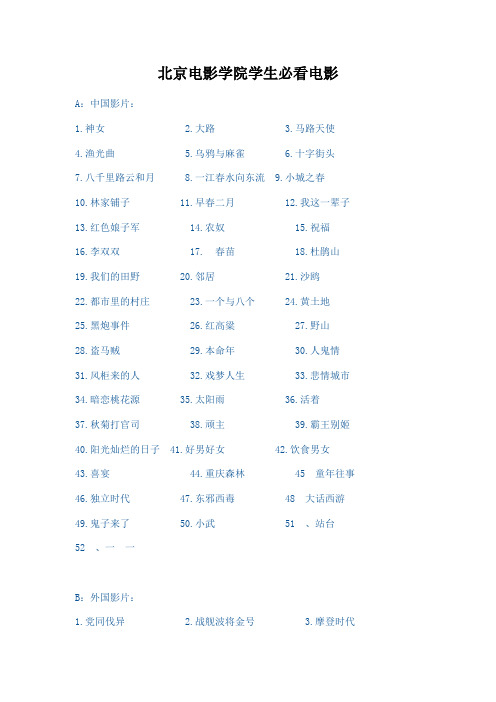 北京电影学院学生必看电影片目