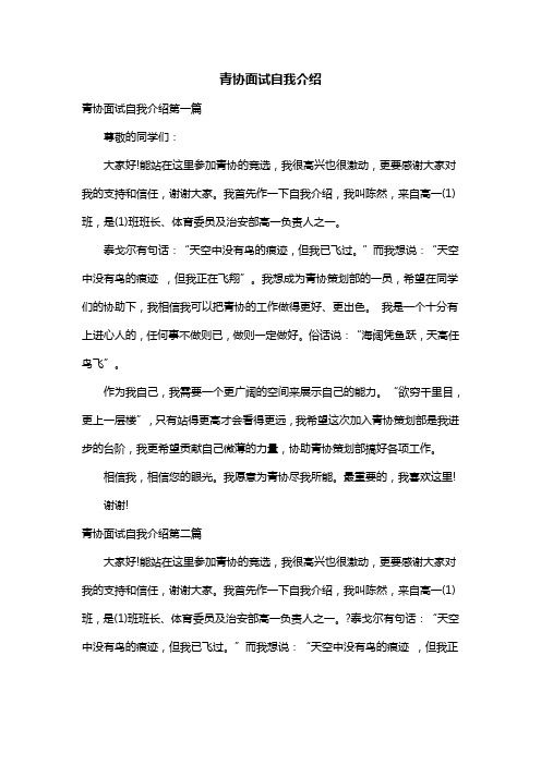 青协面试自我介绍