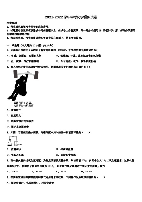 2021-2022学年广东省深圳市高级中学中考一模化学试题含解析