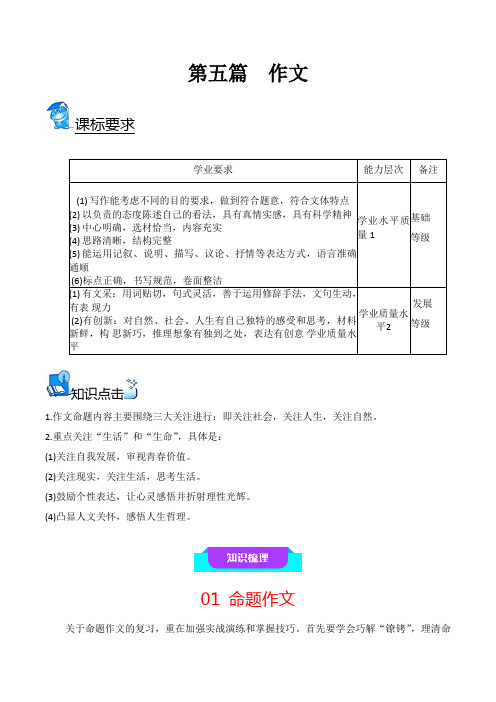 作文(知识梳理+考点精讲精练+实战训练)2024年高中语文学业水平考试必备考点归纳与测试