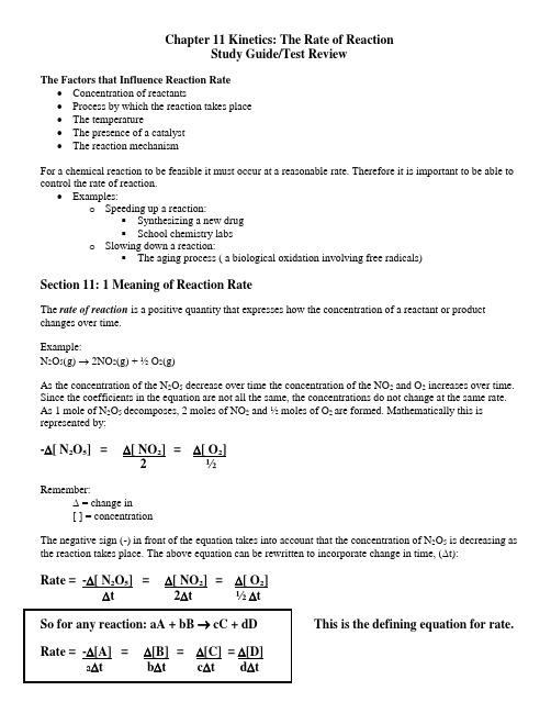 Chapter 16 Kinetics The Rate of Reaction