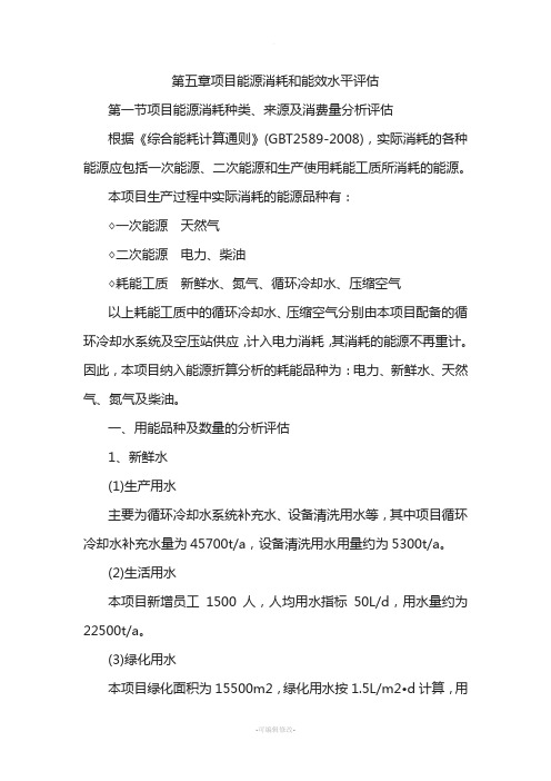 第五章--项目能源消耗和能效水平评估