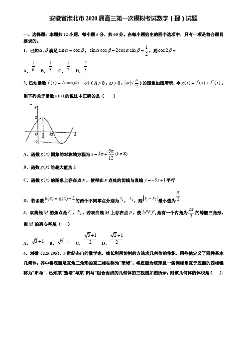 【附加15套高考模拟试卷】安徽省淮北市2020届高三第一次模拟考试数学(理)试题含答案