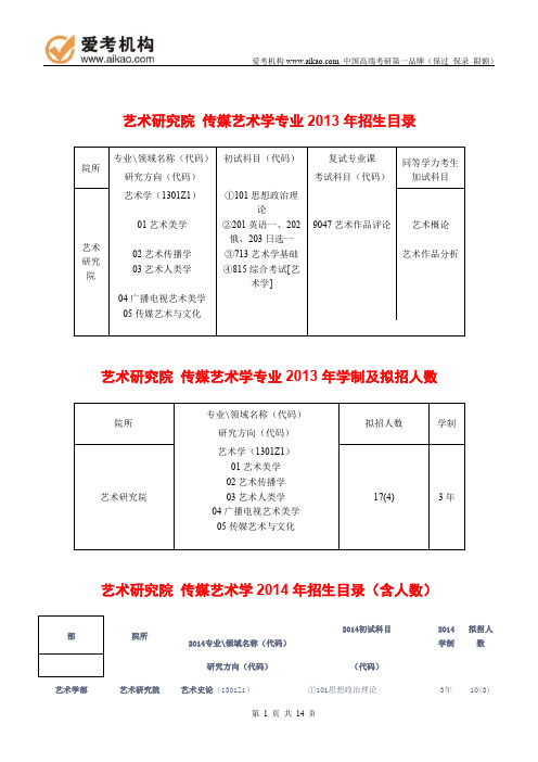 2015中国传媒大学传媒艺术学考研 招生人数 参考书 报录比 复试分数线 考研真题 考研经验 招生简章