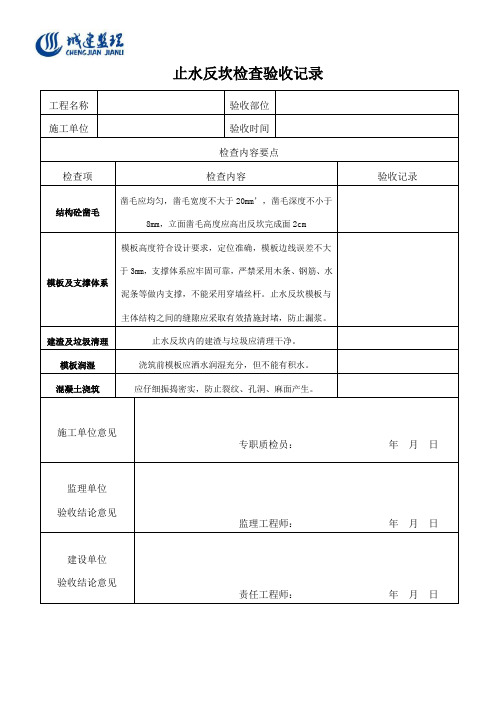 止水反坎检查记录表