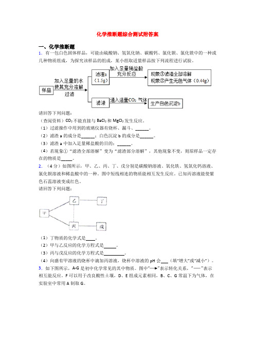 化学推断题综合测试附答案