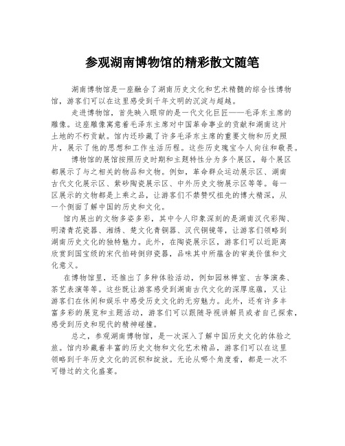 参观湖南博物馆的精彩散文随笔