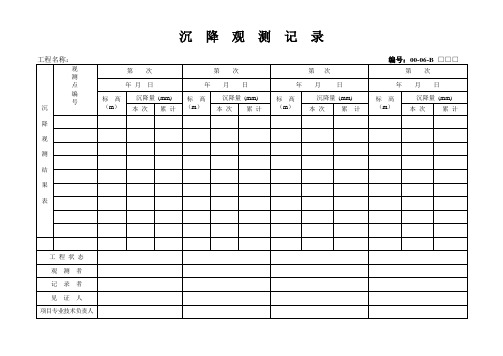 沉降观测记录表格