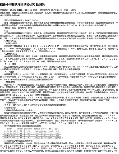 枫香不同基质嫁接试验研究 丘国尖