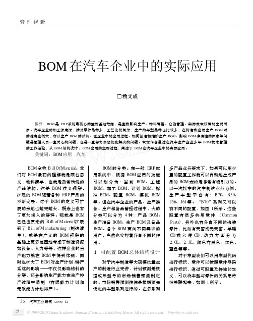 BOM在汽车企业中的实际应用