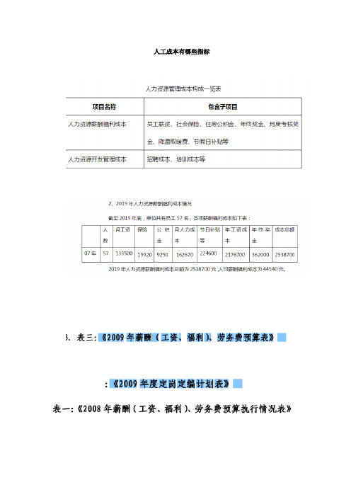 人工成本指标