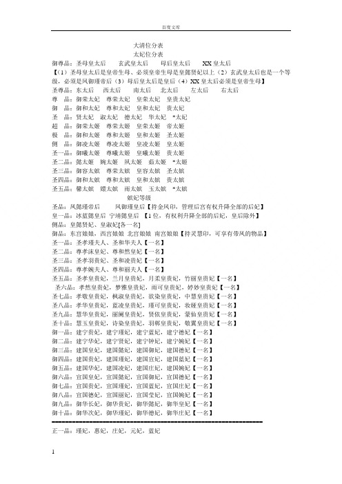 大清位分表