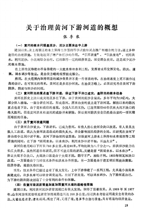 关于治理黄河下游河道的概想