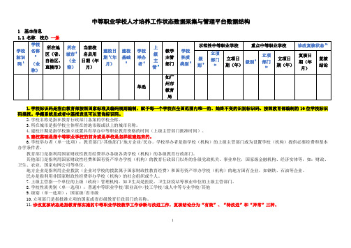 中等职业学校人才培养工作状态数据采集与管理平台数据结构