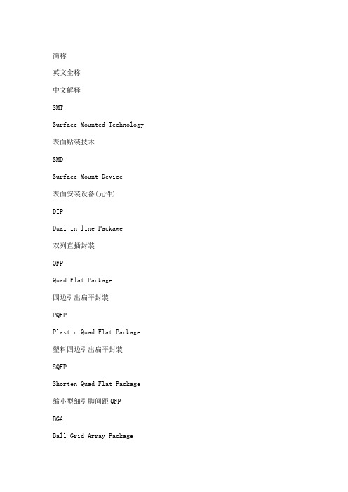 SMT常用术语中英文对照