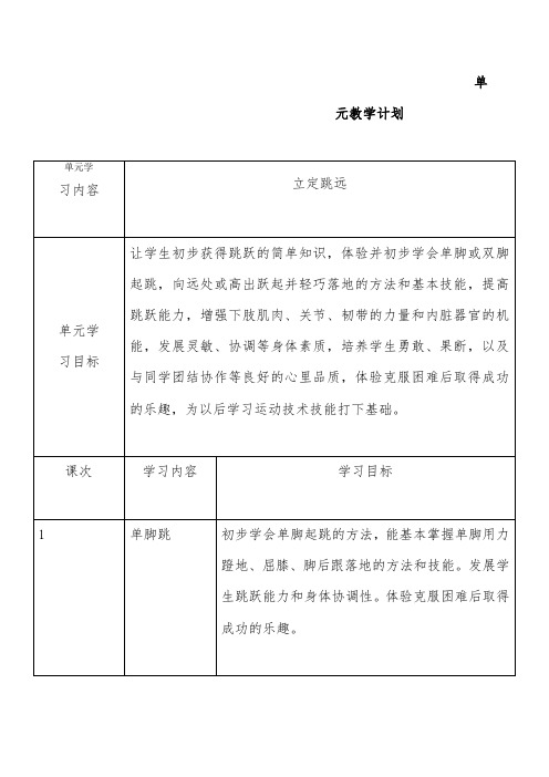 立定跳远单元计划