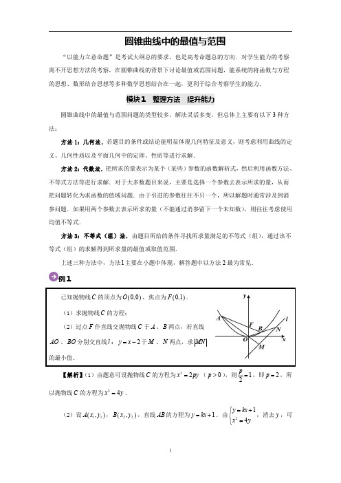 圆锥曲线中的最值与范围-2020高考数学尖子生辅导专题