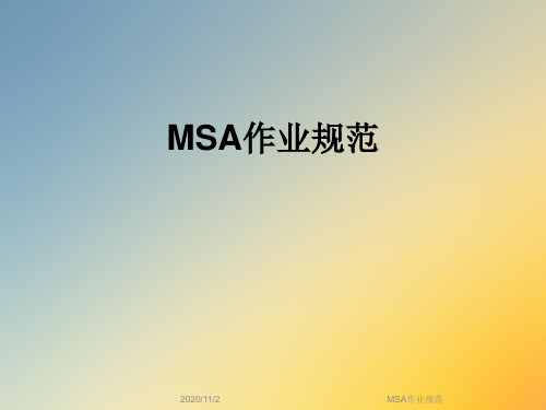 MSA作业规范