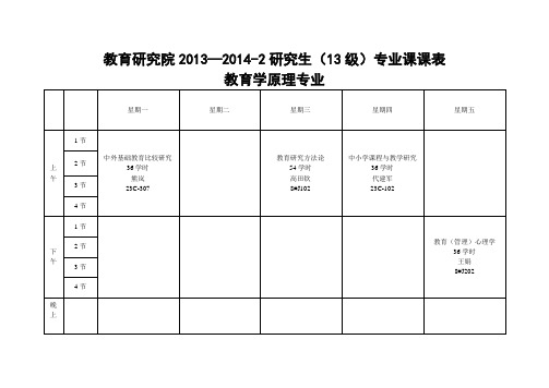 教育研究院2013—2014-2研究生(13级)专业课课表