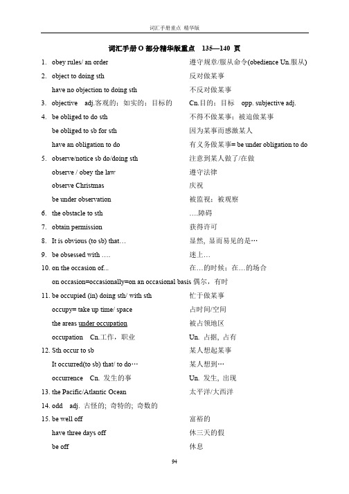 2022上海高考英语词汇手册精华版O部分重点全