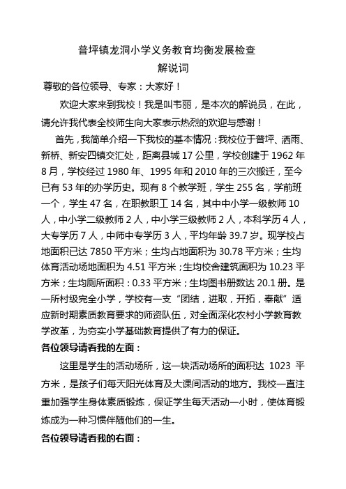 龙洞小学义务教育均衡发展检查解说词