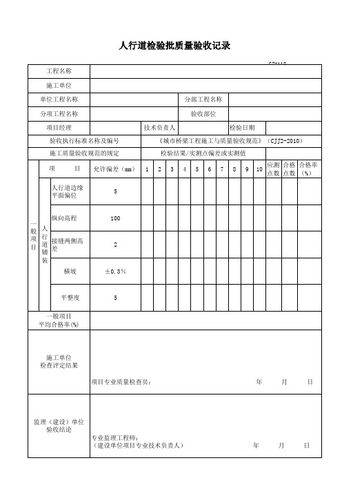 G2-118 人行道检验批质量验收记录