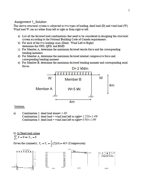 钢结构设计英文课程 作业及答案 Assignment 1_Solution