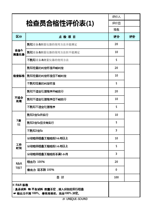 检查员能力评价表中文