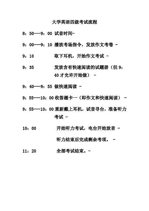 大学英语四级考试流程